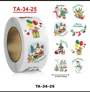 Merry Christmas stickers 50 pcs seal labels roll party stickers Santas Workshop Direct