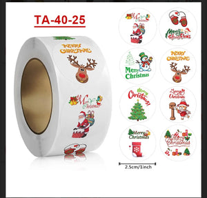 Merry Christmas stickers 50 pcs seal labels roll party stickers Santas Workshop Direct