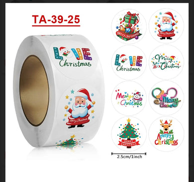 Merry Christmas stickers 50 pcs seal labels roll party stickers Santas Workshop Direct