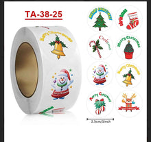 Set of 6 Rolls of 2.5cm Round Self-Adhesive Holiday Labels Featuring 44 Festive Designs for Wrapping, Envelopes, Bags, And Card Crafts (3000 stickers)