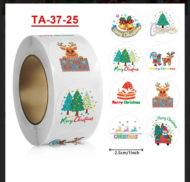 Merry Christmas stickers 50 pcs seal labels roll party stickers  Santas Workshop Direct