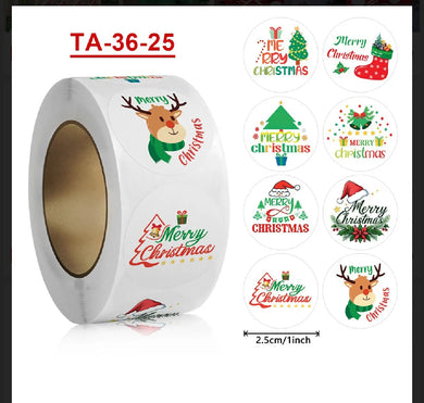 Merry Christmas stickers 50 pcs seal labels roll party stickers   Santas Workshop Direct