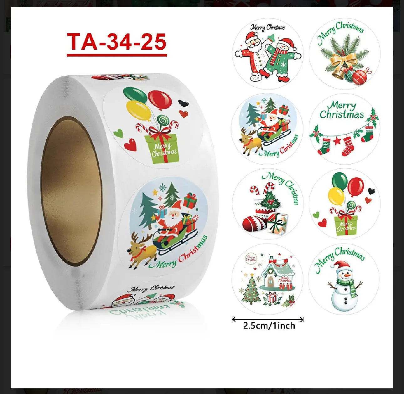 Merry Christmas stickers 50 pcs seal labels roll party stickers  Santas Workshop Direct