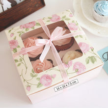 Mothers Day Themed Bakery Boxes - Pink 4 Hole Cupcake/Cookie Gift Box with Pink Ribbon 1pcs