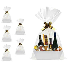 2 Pack Red & White Hamper Gift Trays with Ribbon & Clear Cellophane – 25 × 17 × 9 cm