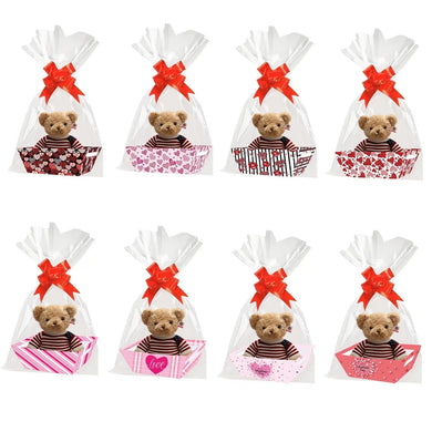 Mothers day / Valentines day cookie box hamper gift box including ribbon and clear cellophane (25x17x9cm) Santas Workshop Direct