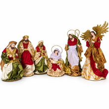 40cm Handmade Red Christmas Nativity Scene with Manger & Angel | Religious Holy Family Christmas Decoration  PRE ORDER