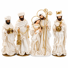 Large 53cm Handmade Christmas Nativity Set – Holy Family & Three Wise Men | Premium White & Gold Religious Christmas Decorations