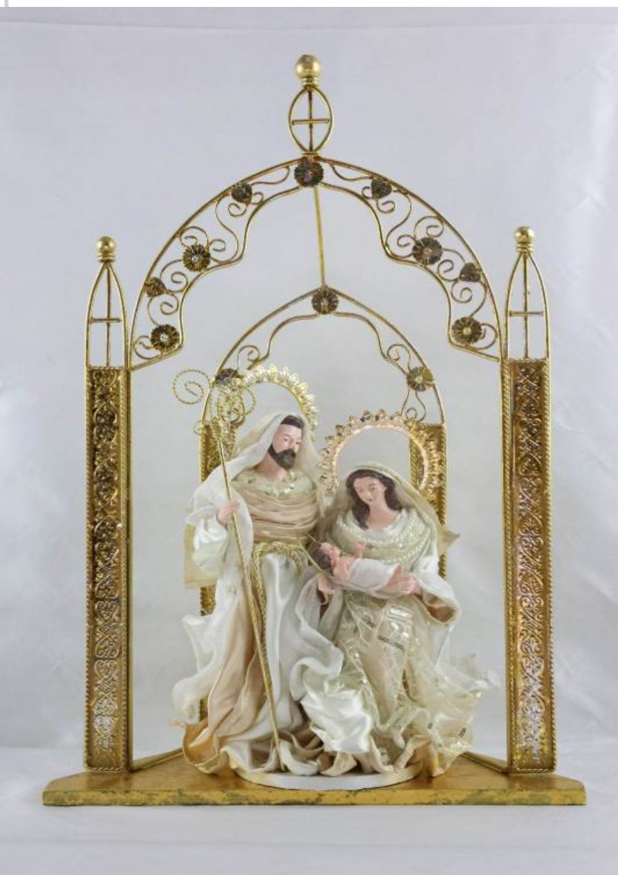 Nativity set 14”(36cm Holy Family) Gazebo 25” (65 cm approx) - Santas Workshop Direct 