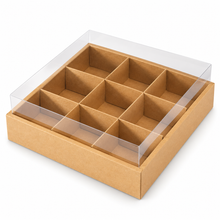 Christmas Cupcake Box 9 Grid KRAFT Bakery Gift Boxes 6PCS | 29.5 x 29.5 x 10cm Cupcake Carrier with Insert | Holiday Gift Packaging