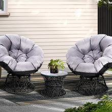 Gardeon Outdoor Lounge Setting Furniture Wicker Papasan Chairs Table Patio Black - Santas Workshop Direct 