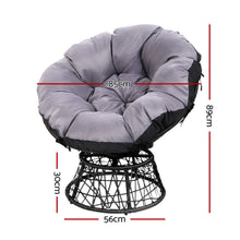 Gardeon Outdoor Lounge Setting Furniture Wicker Papasan Chairs Table Patio Black - Santas Workshop Direct 