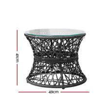 Gardeon Outdoor Lounge Setting Furniture Wicker Papasan Chairs Table Patio Black - Santas Workshop Direct 