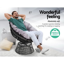 Gardeon Outdoor Lounge Setting Furniture Wicker Papasan Chairs Table Patio Black - Santas Workshop Direct 