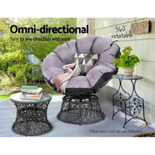 Gardeon Outdoor Lounge Setting Furniture Wicker Papasan Chairs Table Patio Black - Santas Workshop Direct 