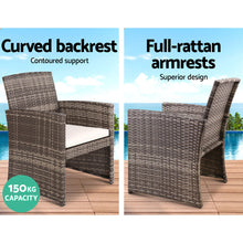 Gardeon 4 PCS Outdoor Sofa Set with Storage Cover Rattan Chair Furniture Grey - Santas Workshop Direct 