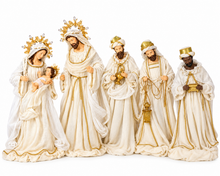 92cm Large Handmade Christmas Nativity Set – Holy Family & Three Wise Men, White & Gold Religious Figurines