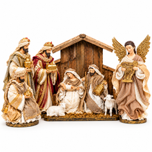Large Handmade Christmas Nativity Set with Stable – 39cm Manger, 21cm Holy Family, 30cm Three Wise Men & 36cm Gold Winged Angel | Religious Christmas Decorations