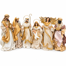 Large Christmas Nativity Set 40–50cm with Holy Family, Three Wise Men & 36cm Gold Angel – Elegant Religious Christmas Manger Scene