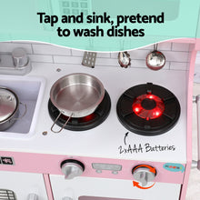 Keezi Kids Wooden Pretend Kitchen Play Set Cooking Toys Pot Ice Cup Oven Blackboard 80CM Pink - Santas Workshop Direct 