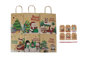Christmas bags with  tags  cookie Box x 12 pcs Santas Workshop Direct