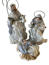 Silver white Christmas Holy Family with manger- 50 cm approx - Santas Workshop Direct