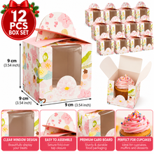 12PCS Single Cupcake Gift Boxes with Clear Window | One Hole Bakery Boxes for Cupcakes, Muffins, Desserts & Party Favors