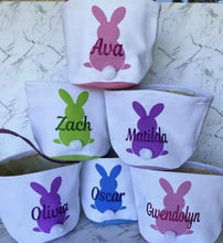 Personalised pink Canvas Easter Egg Basket Bunny Bucket Set