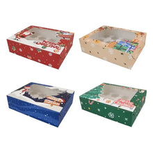  Christmas 12 hole (Blue, beige Red & Green) cup cake Box x 12 pcs Santas Workshop Direct