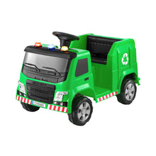 Rigo Kids Ride On Car Garbage Truck Police Light 12V Electric Toys Cars Green - Santas Workshop Direct 