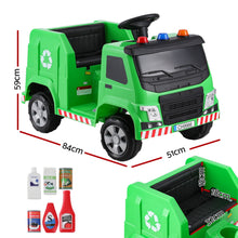 Rigo Kids Ride On Car Garbage Truck Police Light 12V Electric Toys Cars Green - Santas Workshop Direct 