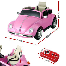 Kids Ride On Car Licensed Volkswagen Beetle Electric Toys Horn Remote 6V Pink - Santas Workshop Direct 