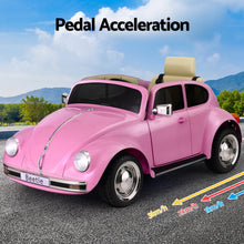 Kids Ride On Car Licensed Volkswagen Beetle Electric Toys Horn Remote 6V Pink - Santas Workshop Direct 