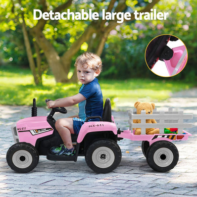 Rigo Kids Electric Ride On Car Tractor Toy Cars 12V Pink - Santas Workshop Direct 