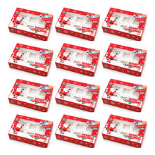12pcs Gift for Her/Him New Red Christmas Gift Boxes with 6 Compartments - Featuring Festive Snowman And Tree Designs - Equipped with Insert Dividers, Suitable for Holiday Gifts And Party Favors for 500 Different Occasions