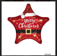 Red Star Merry Christmas Foil Balloons Party Decor - Santas Workshop Direct