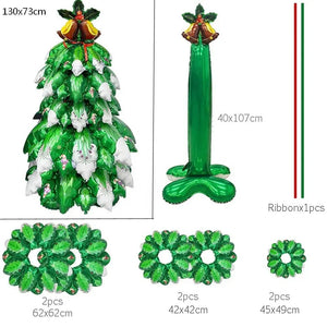 Red leaf clover Large 3D DIY Christmas Tree Balloon Splicing Foil Balloons for Xmas Merry Christmas Party Home Decor Santas Workshop Direct