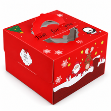 6-Pack Red Christmas Cake Boxes with Handle – Festive Bakery Gift Packaging, 25.8 × 25.8 × 17 cm