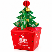 Large Christmas Tree Cookie Gift Boxes 25cm – Red & Green Bakery Treat Packaging for Cookies, Candy, Chocolates & Christmas Party Favours
