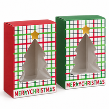 Christmas Red & Green Bakery Gift Boxes 12PCS | Small Holiday Cookie & Treat Boxes 10.4 x 6.7 x 2.7cm | Cardboard Christmas Packaging