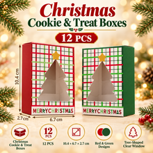 Christmas Red & Green Bakery Gift Boxes 12PCS | Small Holiday Cookie & Treat Boxes 10.4 x 6.7 x 2.7cm | Cardboard Christmas Packaging