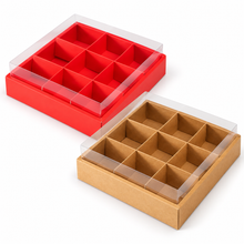 Christmas Cupcake Box 9 Grid KRAFT Bakery Gift Boxes 6PCS | 29.5 x 29.5 x 10cm Cupcake Carrier with Insert | Holiday Gift Packaging