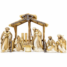 PRE-ORDER | 12.75" Handmade Christmas Nativity Scene with 20.75" Stable – Holy Family & Three Wise Men Religious Decoration