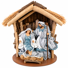 35cm Christmas Driftwood Holy Family Nativity Scene on Stable – Rustic Religious Handmade Christian Decoration