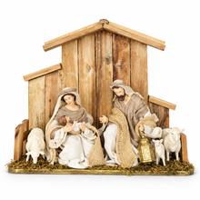 PRE ORDER 8.25" Holy Family Nativity Set on 15.5" Stable – Christmas Religious Decoration, Nativity Scene Display, Holiday Home & Church Décor