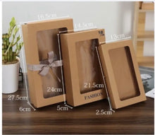 30pcs Kraft Paper Gift Boxes with PVC Window White Black Bakery Packaging Carton ( Size 21.5 x 13 x 2.5 cm )