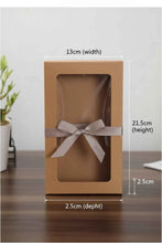 15pcs Kraft Paper Gift Boxes with PVC Window White Black Bakery Packaging Carton with ribbons included