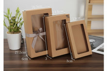 15pcs Kraft Paper Gift Boxes with PVC Window White Black Bakery Packaging Carton with ribbons included
