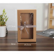 15pcs Kraft Paper Gift Boxes with PVC Window Bakery Packaging Carton   270x 165 x 50 mm