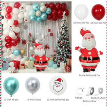 Santa Blue & White & Red Christmas Balloon Arch Kit – Winter Wonderland Holiday Party Decoration